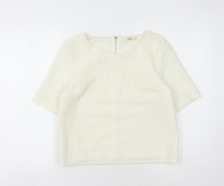 Oasis Women's White 3/4 Sleeve Top Size M