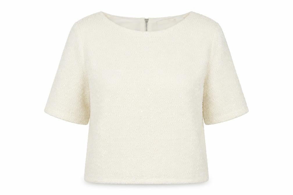 Front view of Oasis Women's White 3/4 Sleeve Top, size M