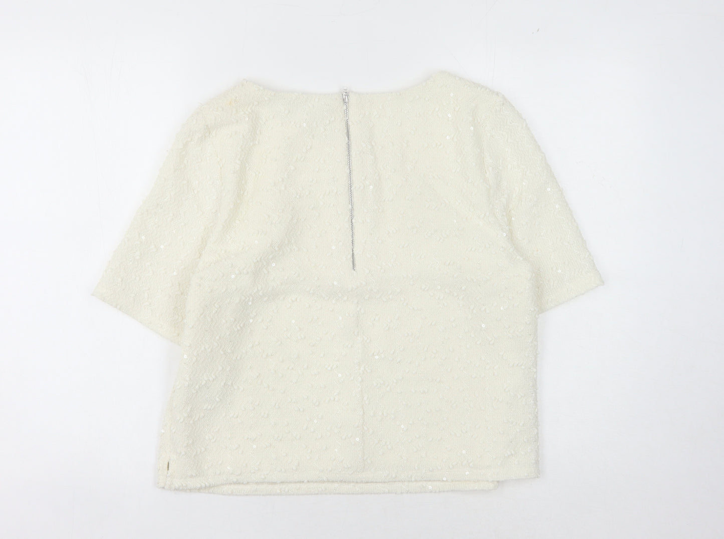 Oasis Women's White 3/4 Sleeve Top Size M