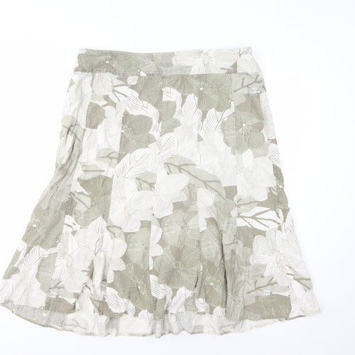 EWM Women's Beige A-Line Skirt Size 16 Floral