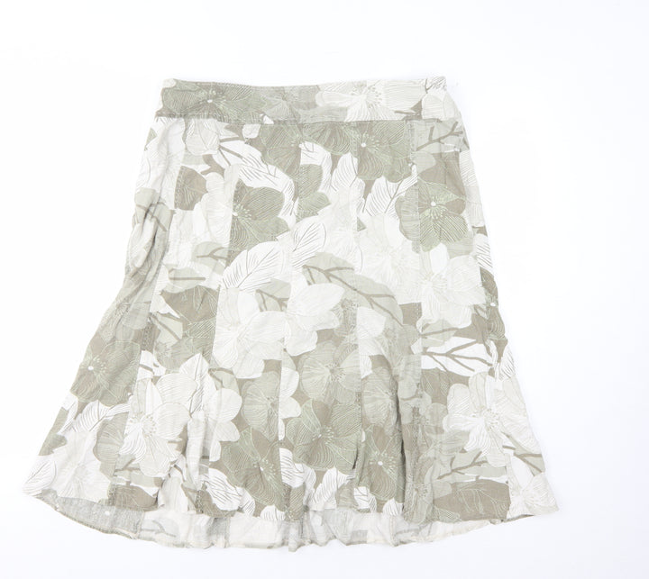 EWM Women's Beige A-Line Skirt Size 16 Floral