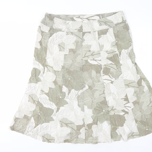 EWM Women's Beige A-Line Skirt Size 16 Floral