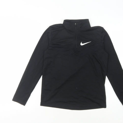 Nike Boys Black Running Sweatshirt L 1/4 Zip Dri-FIT