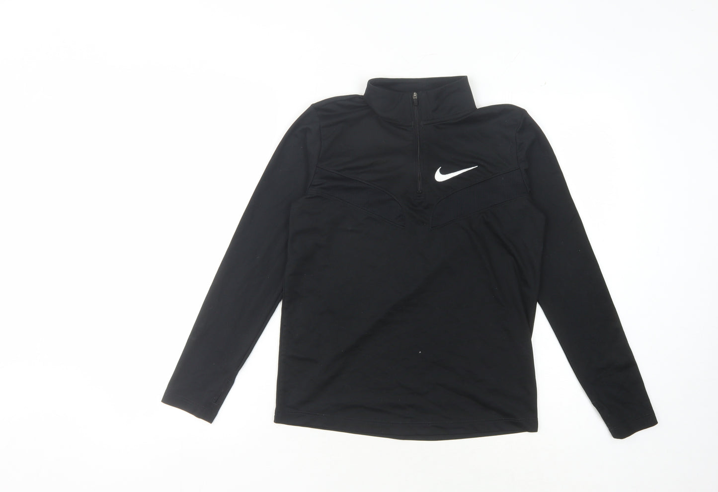 Nike Boys Black Running Sweatshirt L 1/4 Zip Dri-FIT