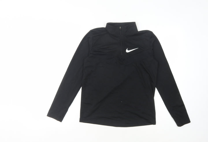 Nike Boys Black Running Sweatshirt L 1/4 Zip Dri-FIT