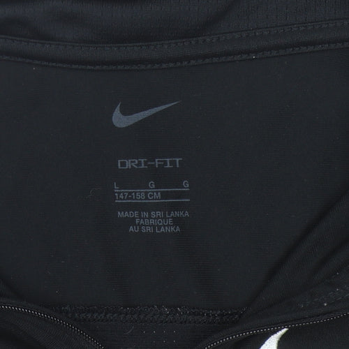 Nike Boys Black Running Sweatshirt L 1/4 Zip Dri-FIT