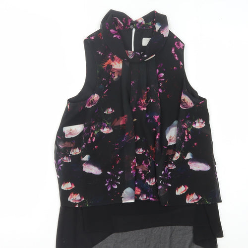 Coast Women's Black Floral Sleeveless Blouse Size 6