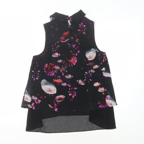 Coast Women's Black Floral Sleeveless Blouse Size 6