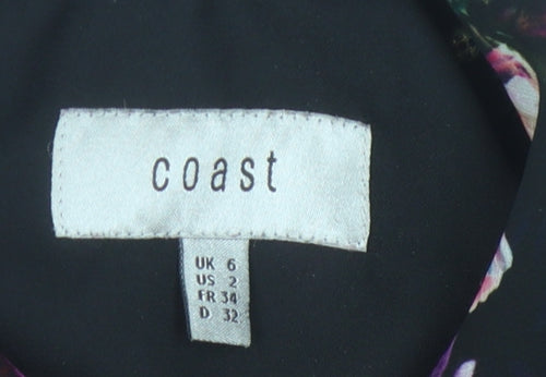 Coast Women's Black Floral Sleeveless Blouse Size 6