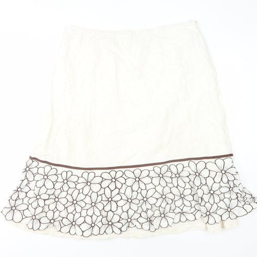 Kaliko Women's Ivory Floral Embroidered Skirt Size 18