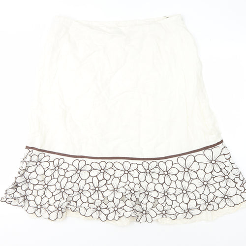 Kaliko Women's Ivory Floral Embroidered Skirt Size 18