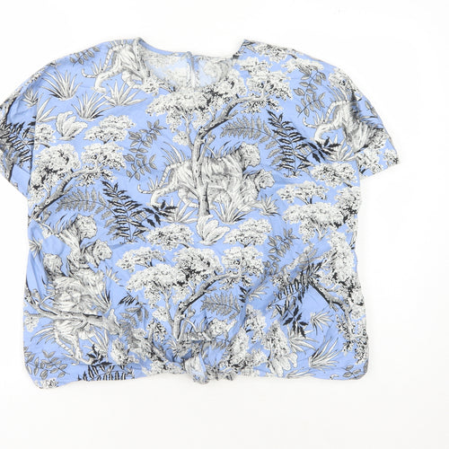 Warehouse Women's Blue Animal Print Tunic Blouse Size 10