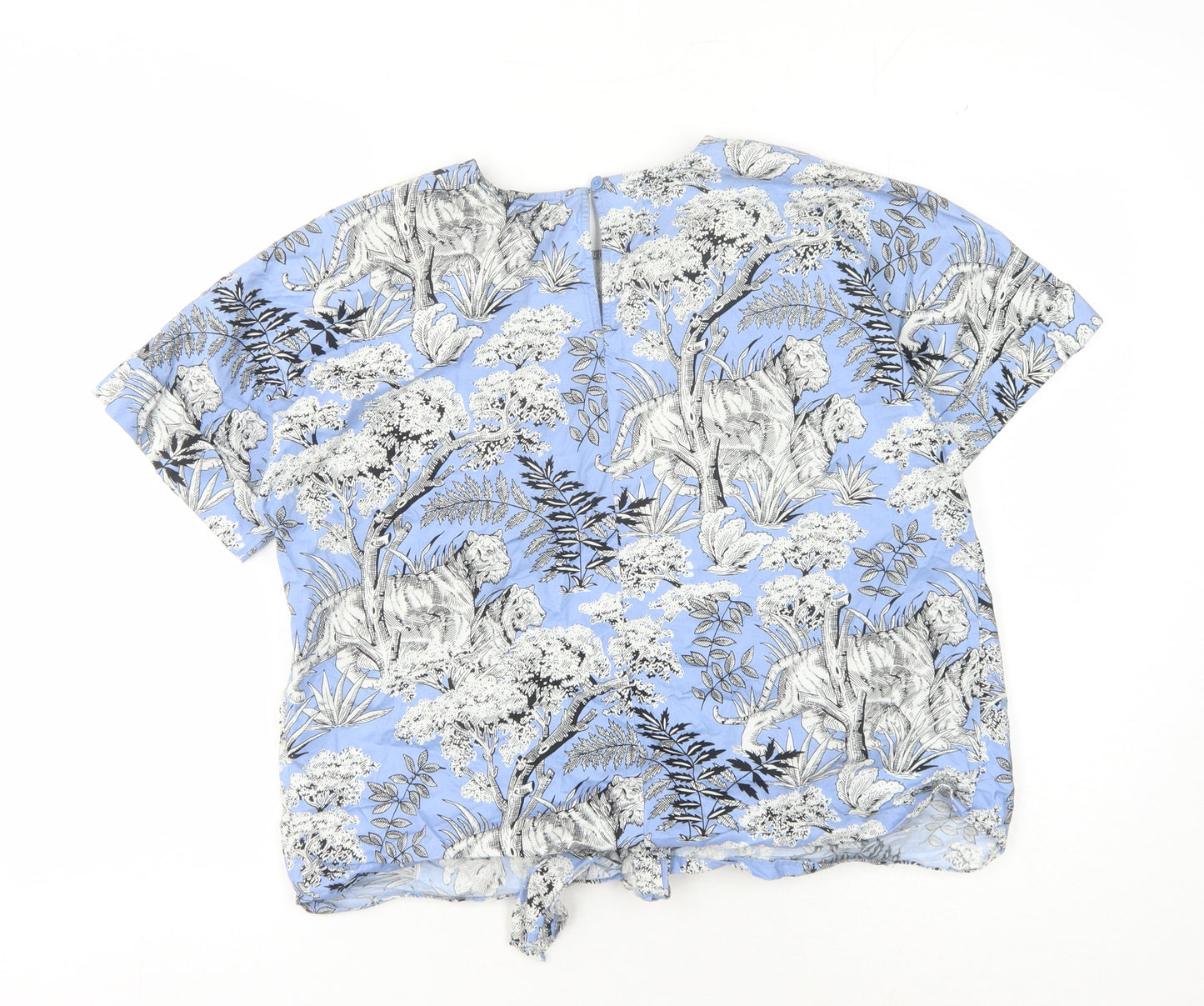 Warehouse Women's Blue Animal Print Tunic Blouse Size 10