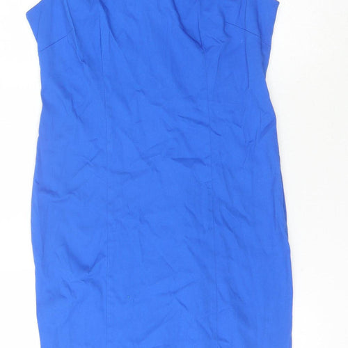 Roman Women's Blue Sheath Dress - Size 12 Sleeveless