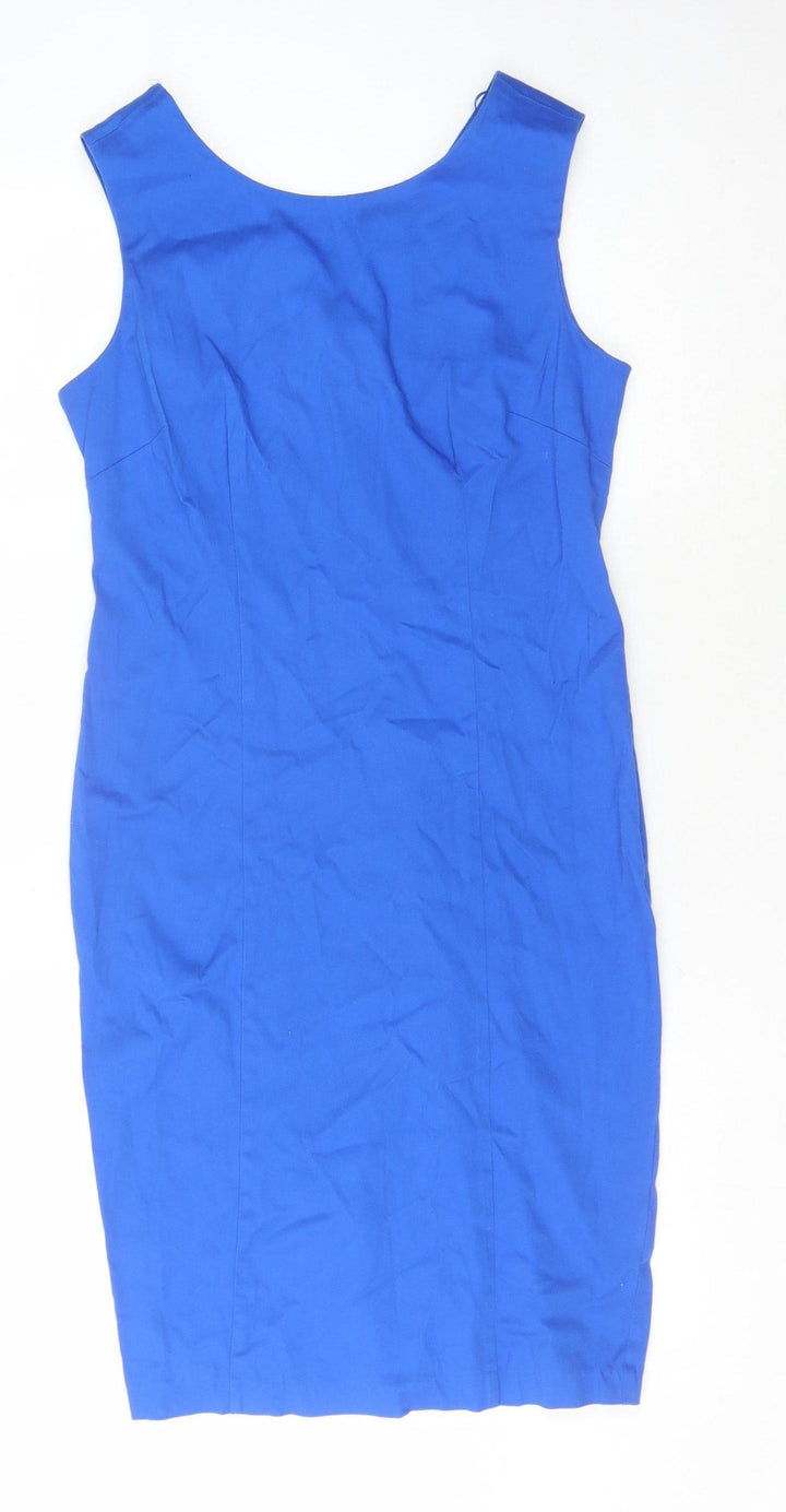 Roman Women's Blue Sheath Dress - Size 12 Sleeveless