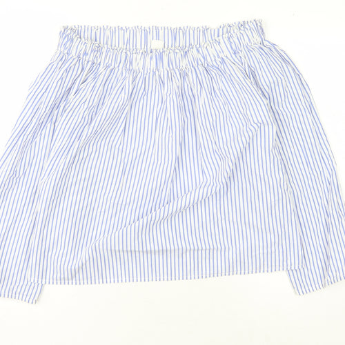 Gap Women's Blue Striped Long Sleeve Top M