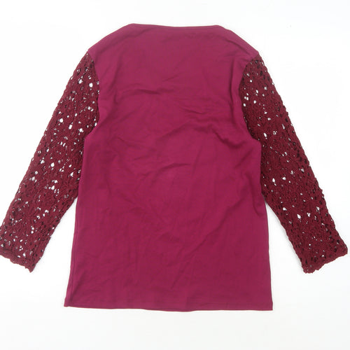 Country Casuals Women's Purple Lace Sleeve Blouse - Size S