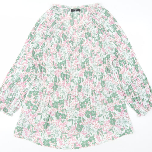 Klass Women's Floral Blouse Ivory/Green/Pink Size 18