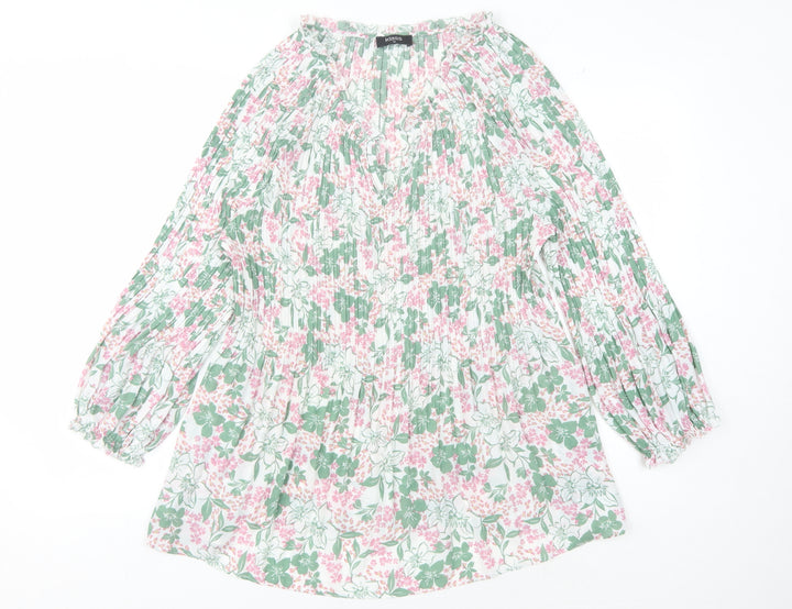 Klass Women's Floral Blouse Ivory/Green/Pink Size 18