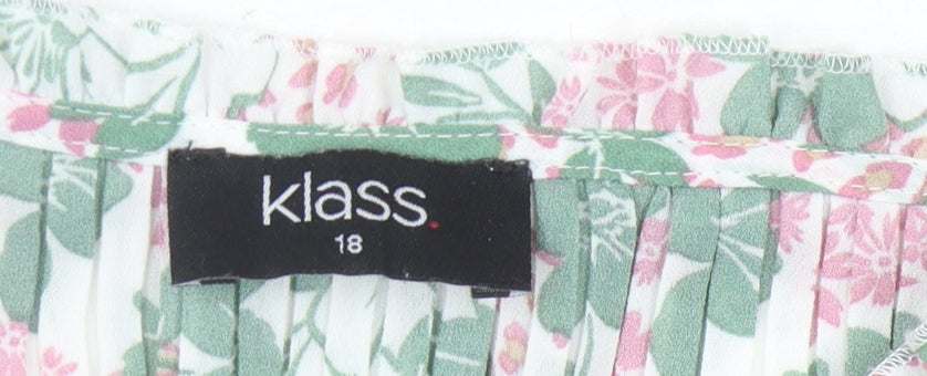 Klass Women's Floral Blouse Ivory/Green/Pink Size 18
