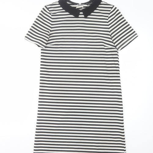 Warehouse Women's Black Striped Shift Dress Size 8