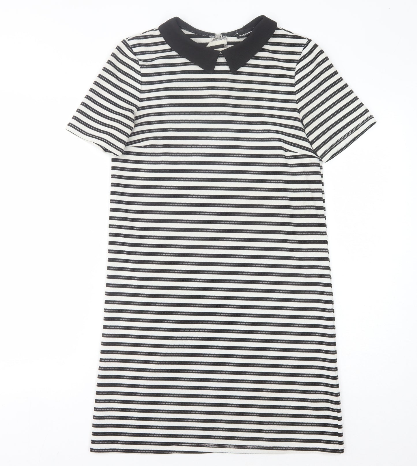 Warehouse Women's Black Striped Shift Dress Size 8