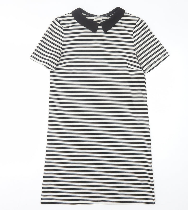 Warehouse Women's Black Striped Shift Dress Size 8