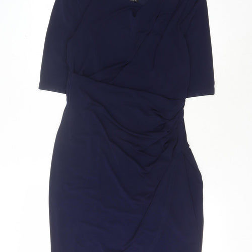 Connected Apparel Women's Blue Sheath Dress, Size 8
