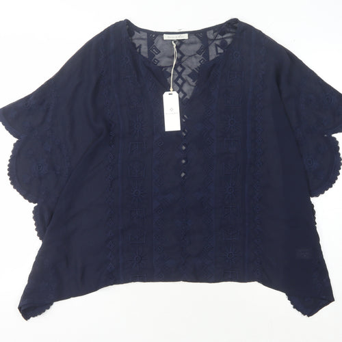 Maison de Nimes Women's Blue Embroidered Blouse Size 18