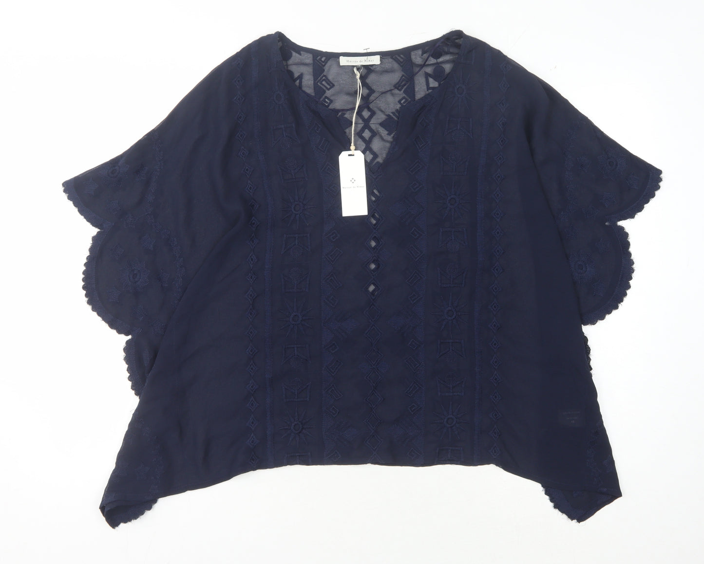 Maison de Nimes Women's Blue Embroidered Blouse Size 18