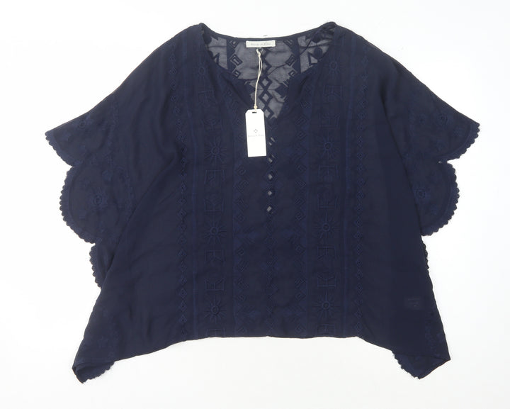 Maison de Nimes Women's Blue Embroidered Blouse Size 18