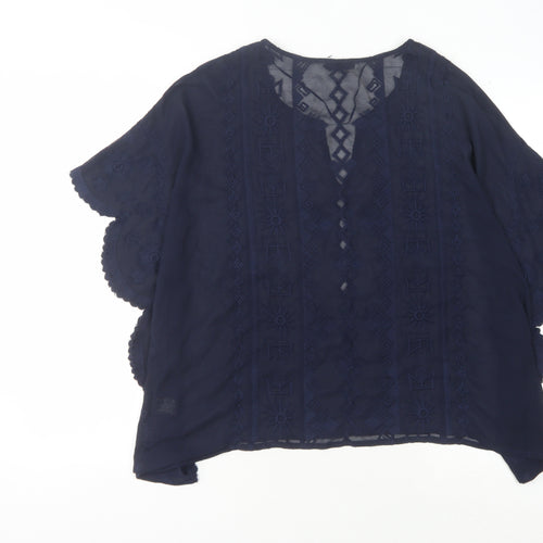 Maison de Nimes Women's Blue Embroidered Blouse Size 18