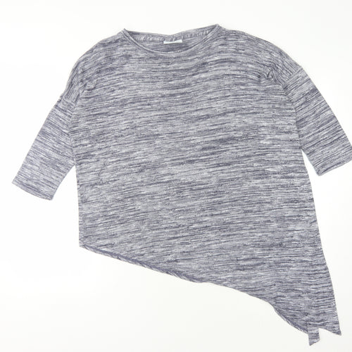 Wallis Women's Blue T-Shirt, M, Asymmetrical 3/4 Sleeve
