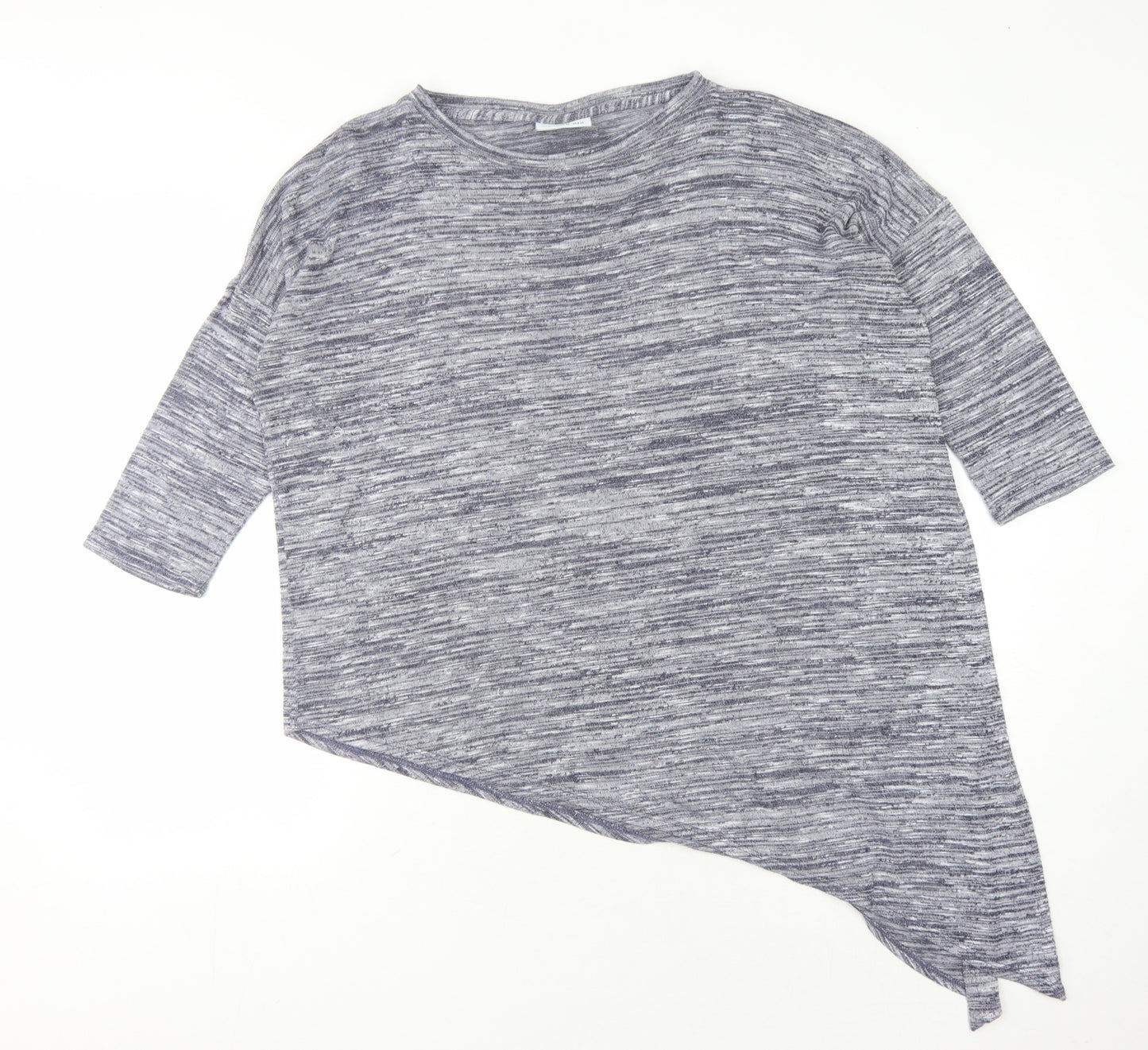 Wallis Women's Blue T-Shirt, M, Asymmetrical 3/4 Sleeve