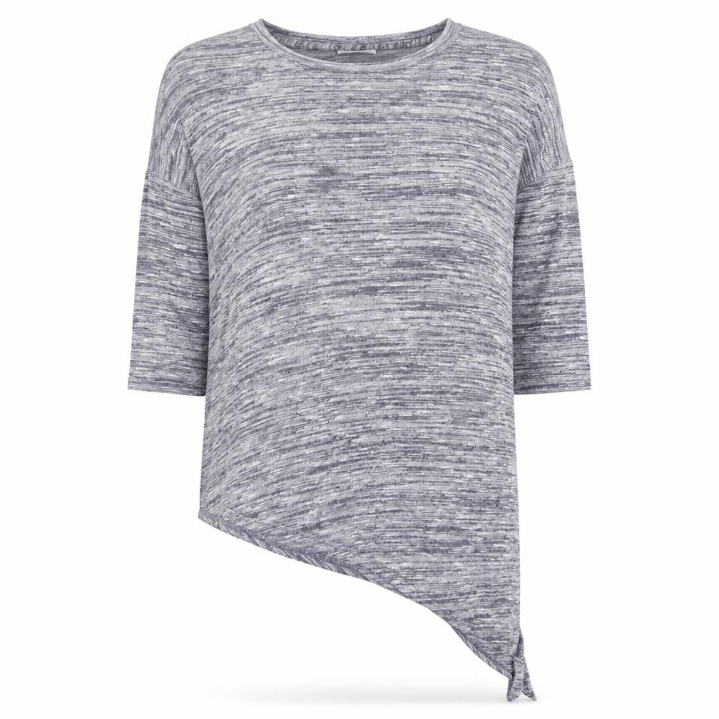 Front view of Wallis Women's Blue T-Shirt, M, Asymmetrical 3/4 Sleeve