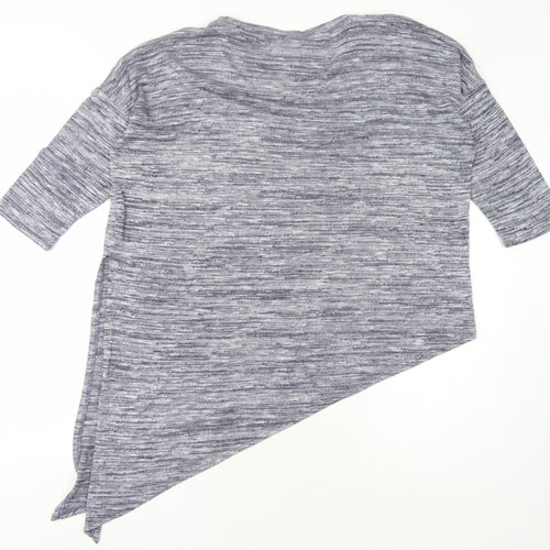 Wallis Women's Blue T-Shirt, M, Asymmetrical 3/4 Sleeve