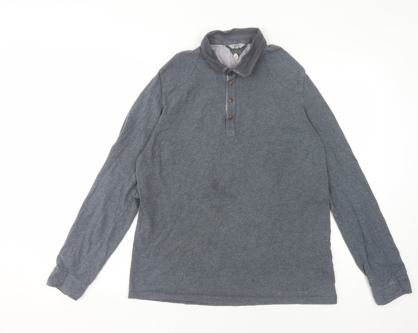 Ted Baker Men’s Grey Polo, Size 4, Long Sleeve