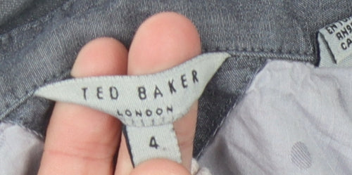 Ted Baker Men’s Grey Polo, Size 4, Long Sleeve