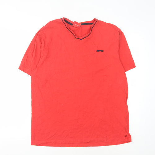 Slazenger Men's Red V-Neck T-Shirt - Size L