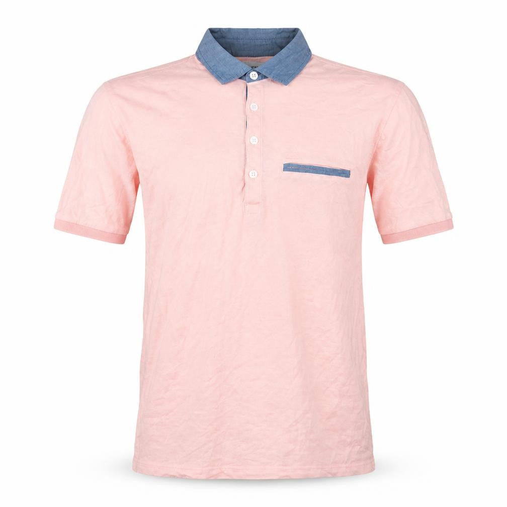 Front view of Original Penguin Men's Pink Polo Shirt Collared Button S