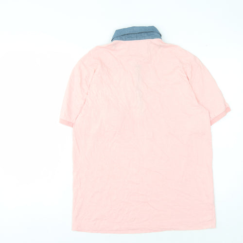Penguin Men's Pink Polo Shirt Collared Button S
