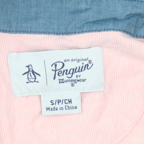 Penguin Men's Pink Polo Shirt Collared Button S