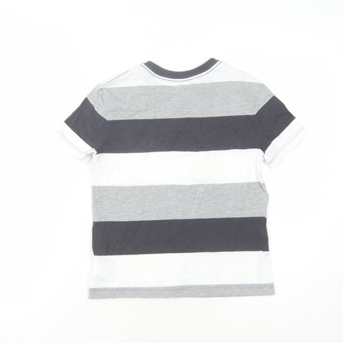 Old Navy Boys Grey Striped T-Shirt M (8 Years) Crew Neck