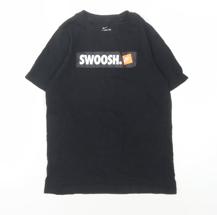 Nike Boys Black Graphic T-Shirt, Size 10-11, Casual Style