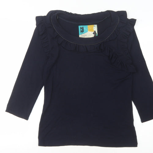 Betty Jackson Women's Black 3/4 Sleeve Ruffled Top