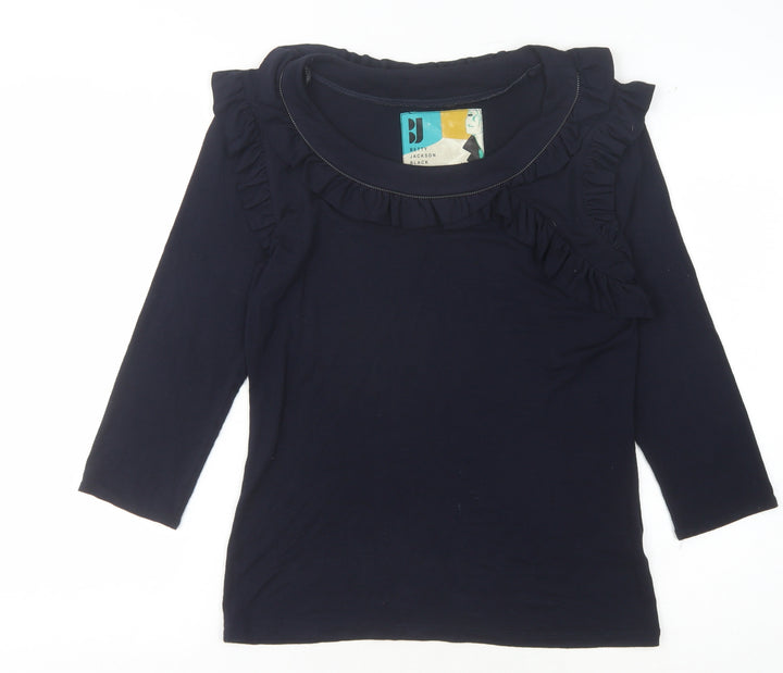Betty Jackson Women's Black 3/4 Sleeve Ruffled Top