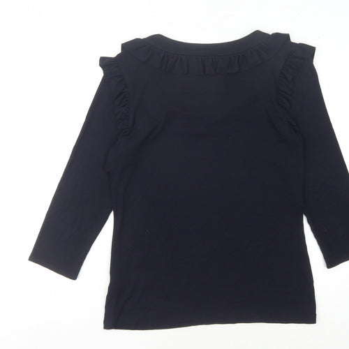 Betty Jackson Women's Black 3/4 Sleeve Ruffled Top