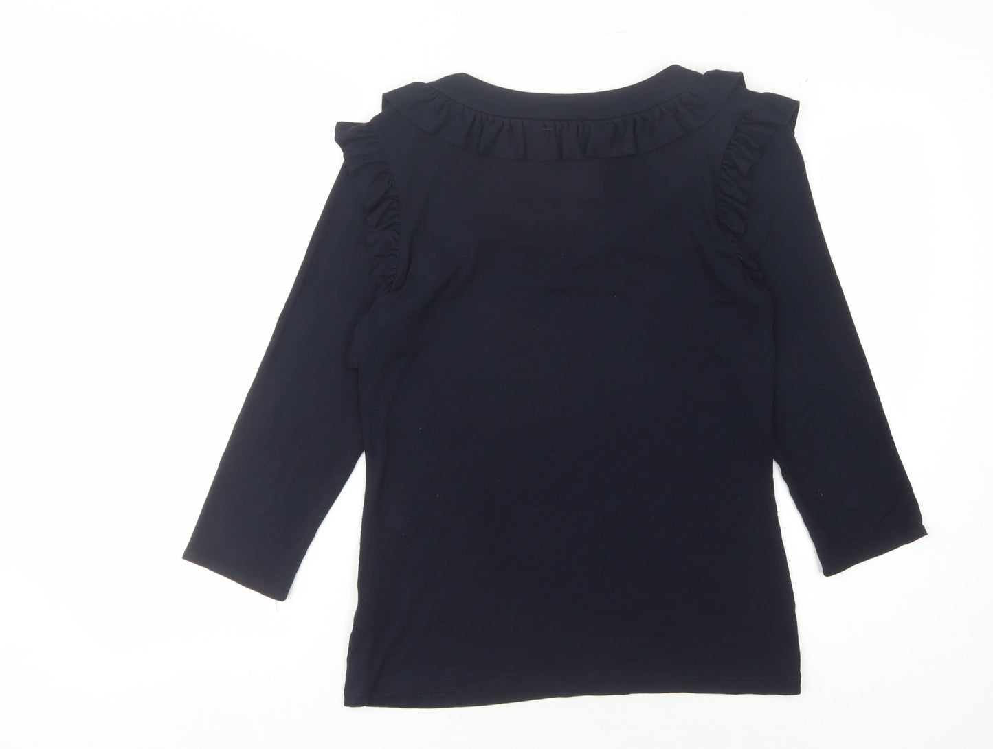 Betty Jackson Women's Black 3/4 Sleeve Ruffled Top