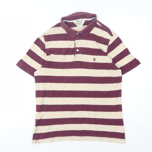 Penguin Men's Multicoloured Striped Polo Shirt M
