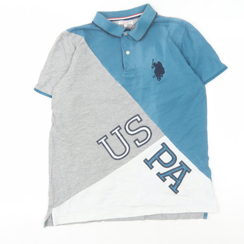 U.S. Polo Assn. Boys Blue Grey Polo Shirt 15-16 Years